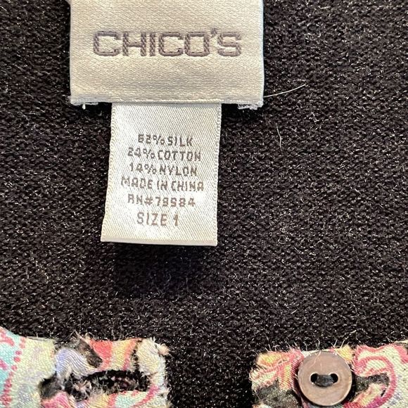 Chico's Multi- Colored Lace Stripe Button Cardigan Sweater - Picture 7 of 8